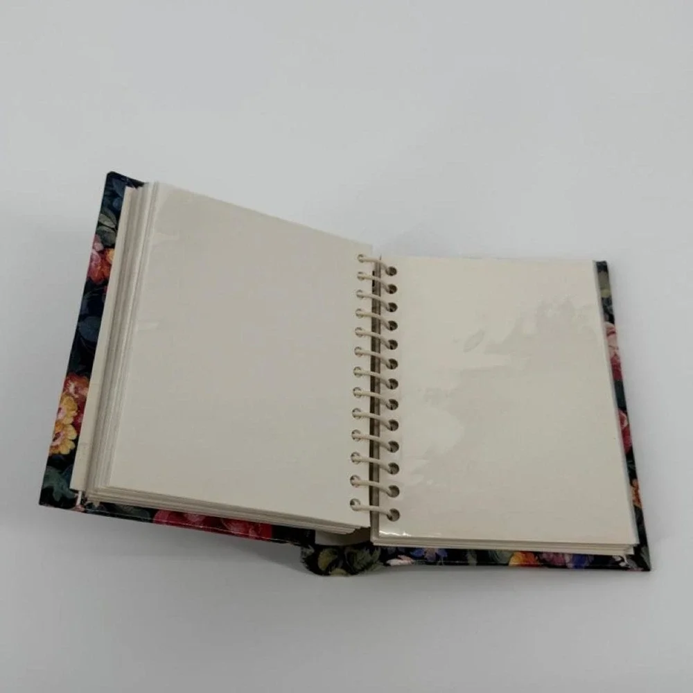 Floral Spiral Notebook Pink Red Yellow Botanical Flower Journal Dark Background